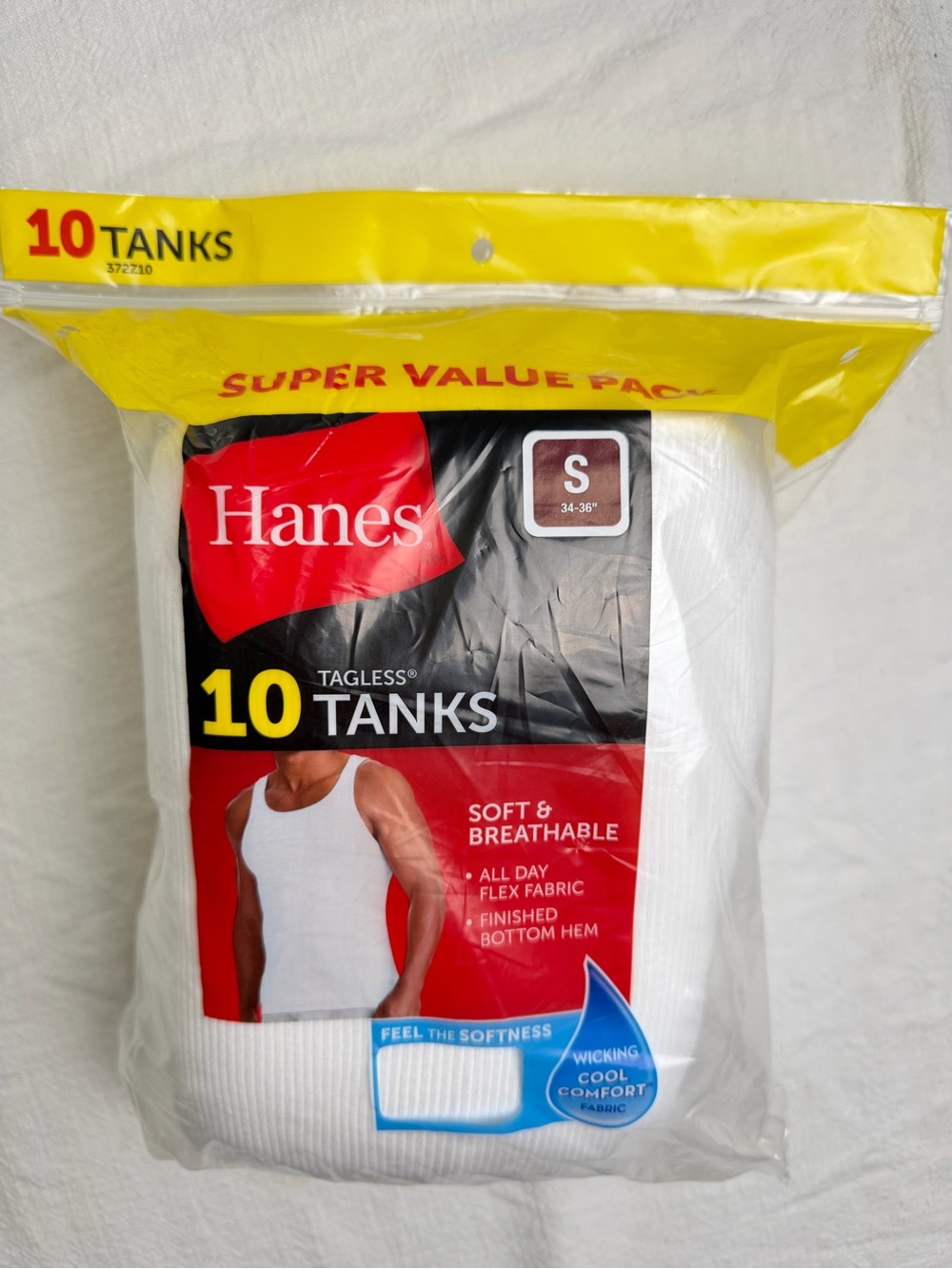 Hanes Men's White Tagless Tank Tops 10-Pack